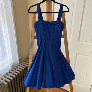 Ixia Solid Blue Fit & Flare Dress